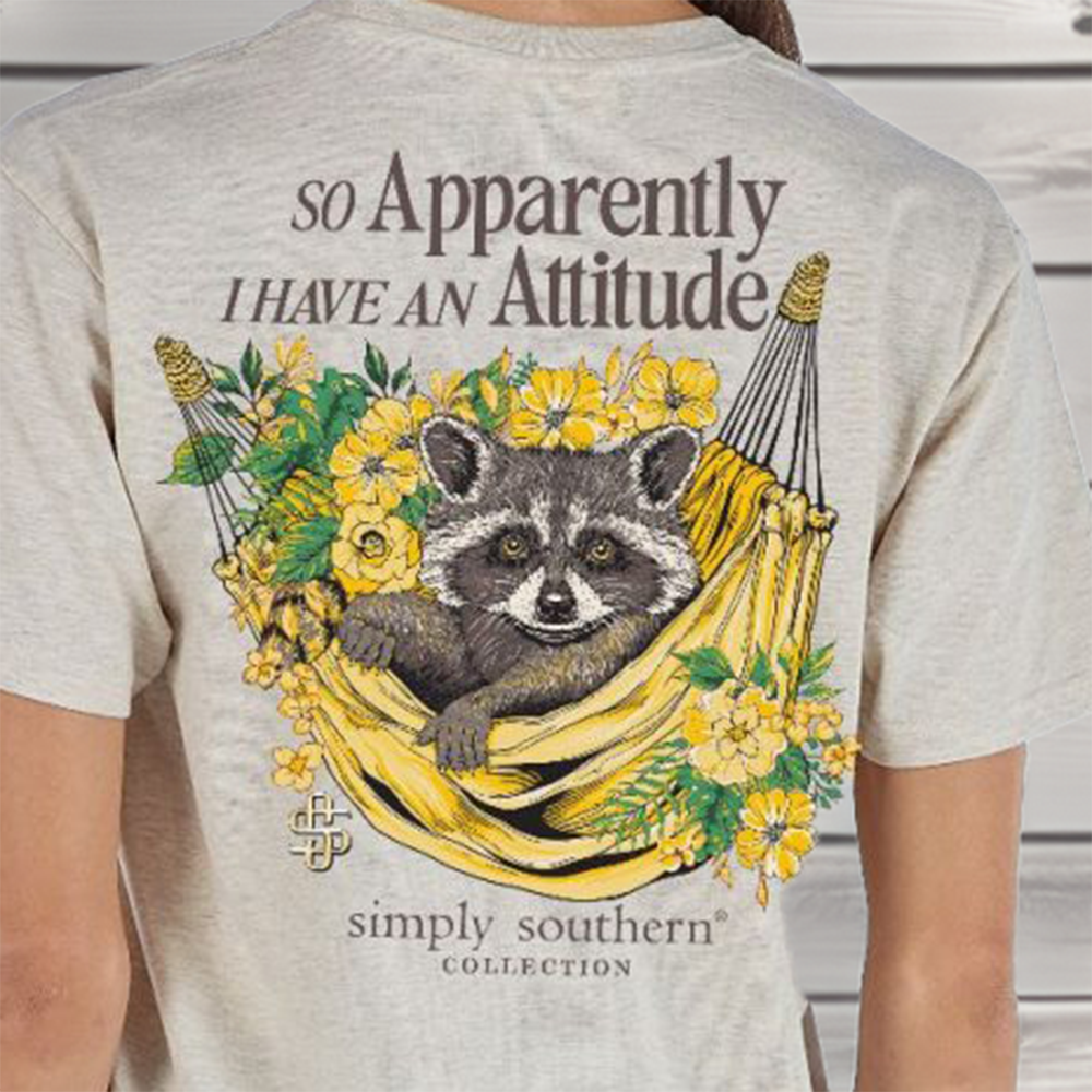 Simply Southern So Apparently I Have An Attitude Racoon Graphic Short Sleeve T-Shirt