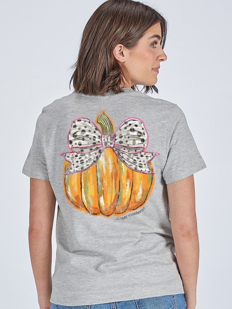 Simply Southern Pumpkin with Bow Short Sleeve Graphic T-Shirt