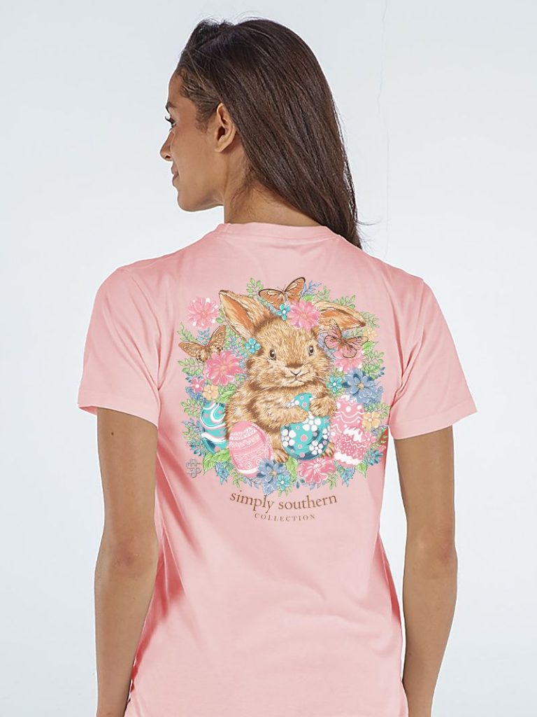 Simply Southern Easter T-Shirt Women's Bunny Graphic Short Sleeve