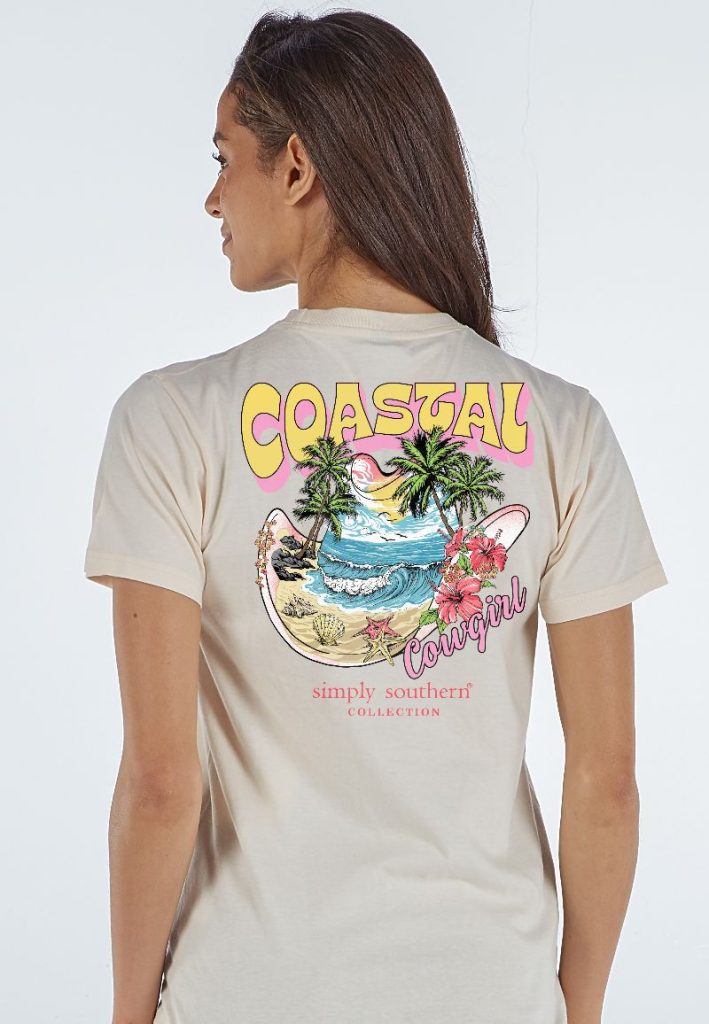 Simply Southern Women’s Coastal Cowgirl Beach Graphic T-Shirt Model View