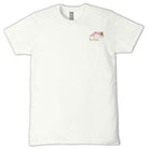 Simply Southern Floral Conch Shell short sleeve T-shirt front view featuring a small conch shell graphic on the left chest on a cream background