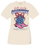 Simply Southern Faith, Family, Country Cowboy Boots Patriotic Women's Short Sleeve T-Shirt