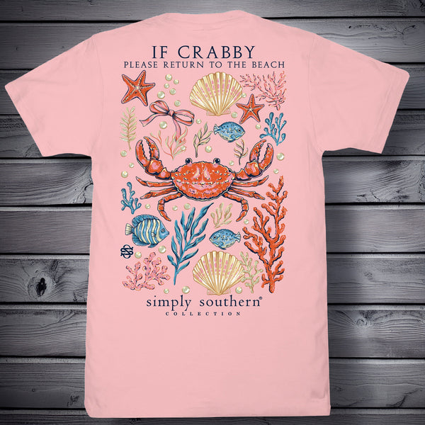 Simply Southern “If Crabby Please Return to the Beach” Short Sleeve Tee – Pink