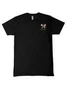Simply Southern black short sleeve t-shirt with pink camo bow deer logo on front chest