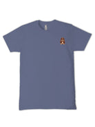 Simply Southern denim blue short sleeve cotton tee with small dog graphic on front chest