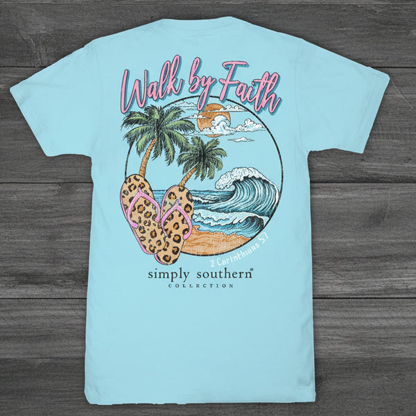 Simply Southern “Walk by Faith” Short Sleeve T-Shirt – Aegean Blue