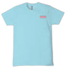 Simply Southern Aegean blue short sleeve t-shirt with small Simply Southern logo patch on front chest