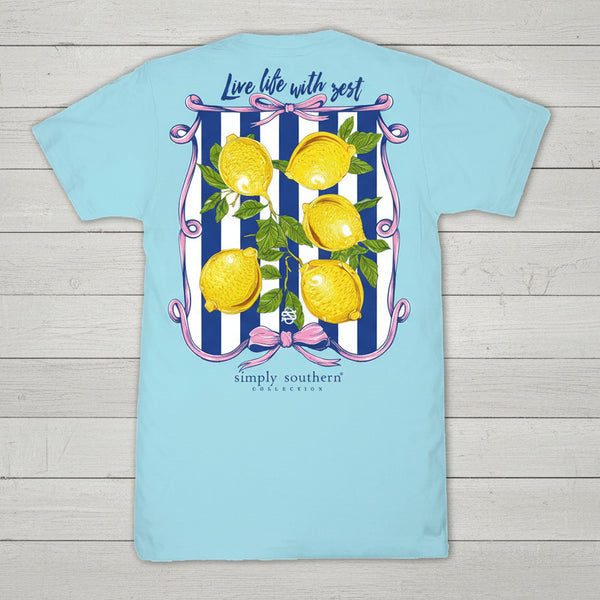 Simply Southern “Live Life with Zest” Short Sleeve T-Shirt – Aegean Blue