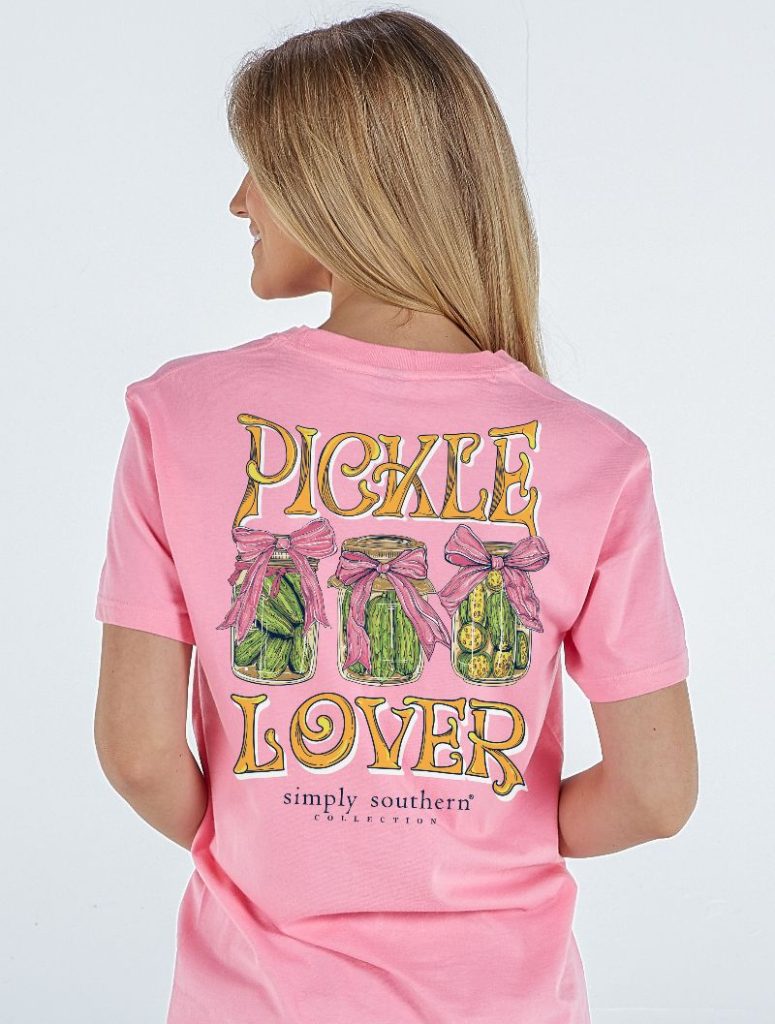 Simply Southern Women’s Pickle Lover Short Sleeve Graphic T-Shirt Model View