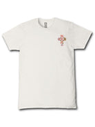 Simply Southern linen short sleeve cotton tee with small floral cross chest graphic