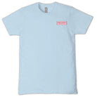 Simply Southern ice blue short sleeve t-shirt with small Simply Southern logo patch on front chest
