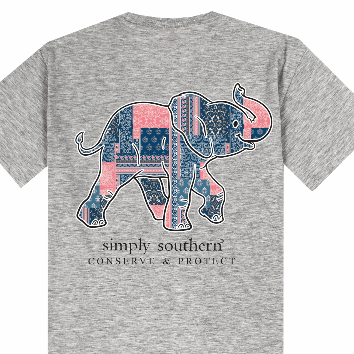 Simply Southern Women’s Patchwork Tracking Elephant Short Sleeve Graphic T-Shirt