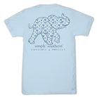 Simply Southern ice blue animal conservation T-shirt with patterned elephant graphic and Conserve & Protect text