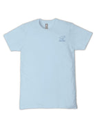 Simply Southern ice blue short sleeve T-shirt with small elephant logo for animal conservation