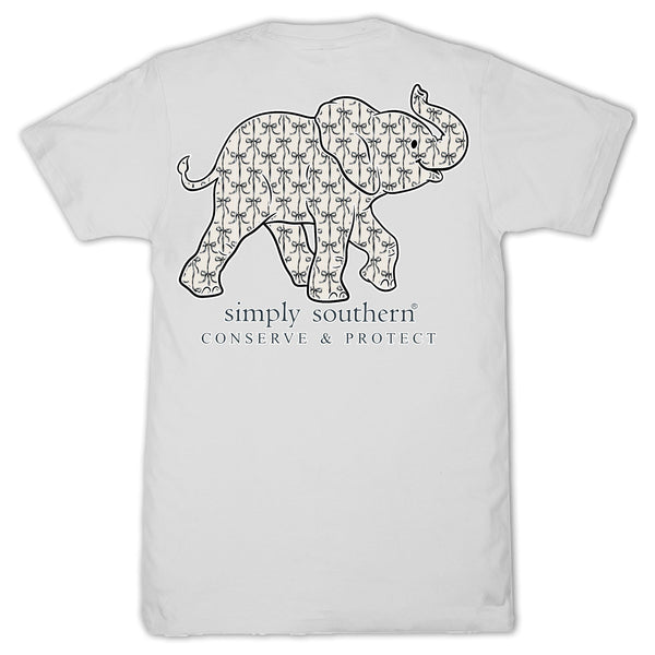 Simply Southern Conserve & Protect Elephant Tracking Short Sleeve T-Shirt – Bow Pattern