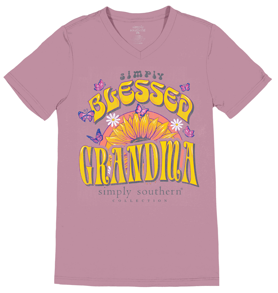 Blessed Grandma V Neck Tshirt by Simply Southern