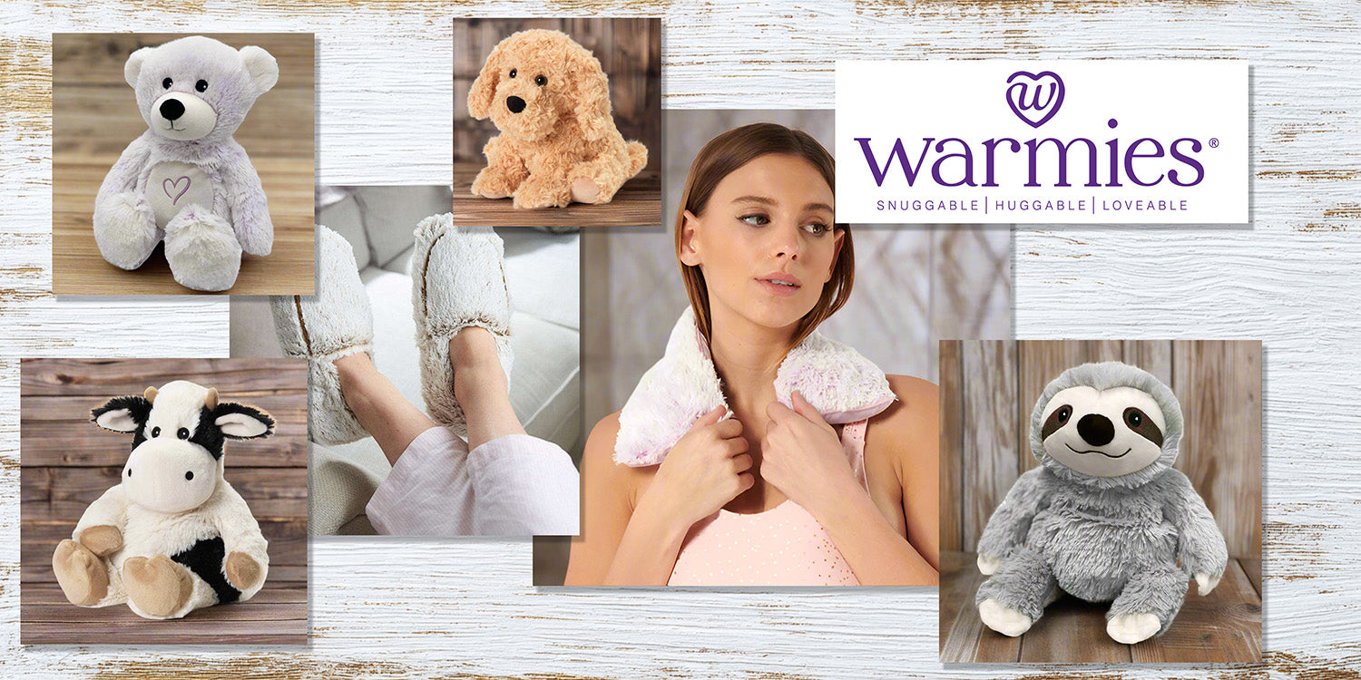 Soft Warmies stuffed animals offering soothing heat and lavender aromatherapy.