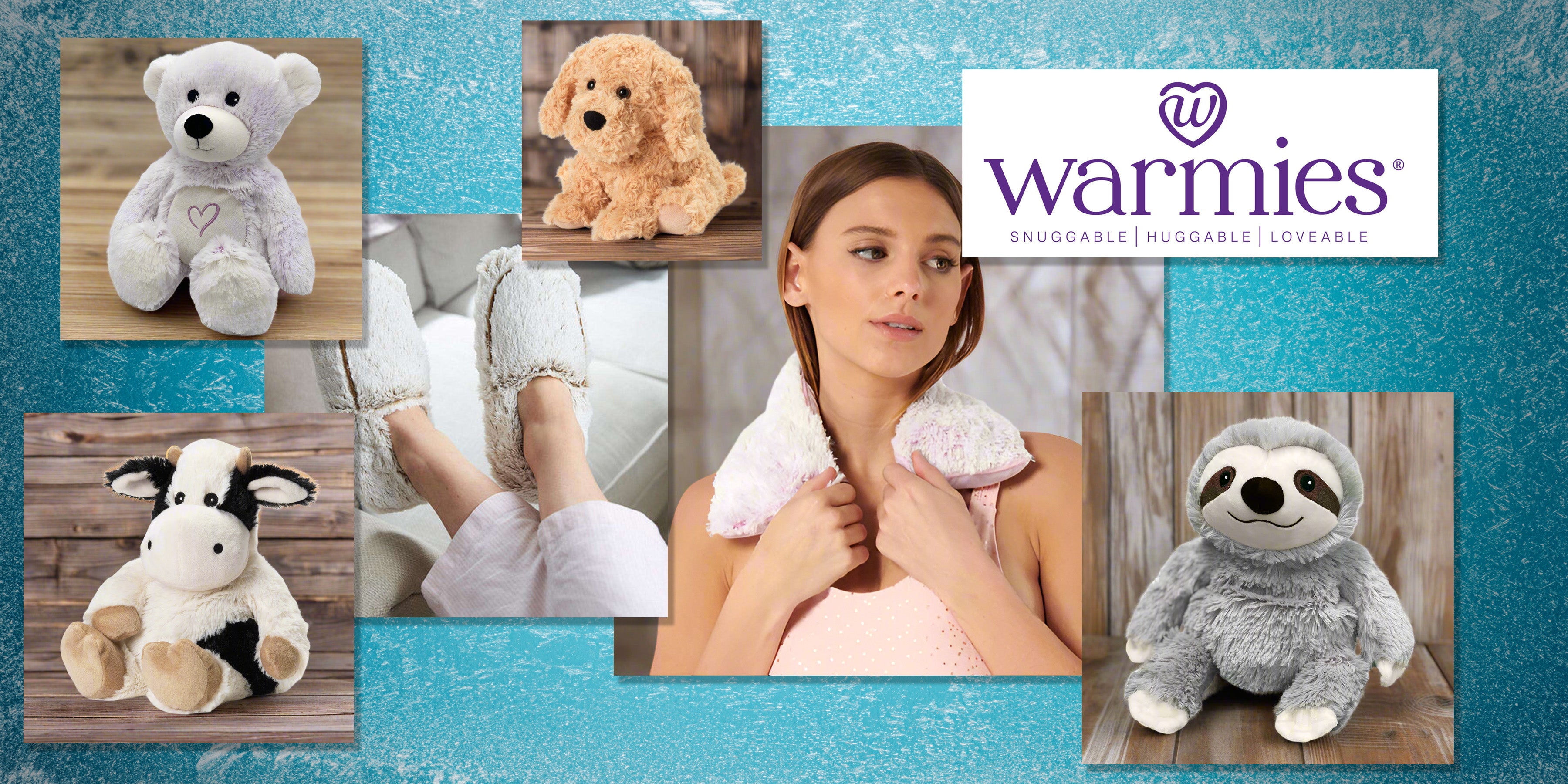 Soft Warmies stuffed animals offering soothing heat and lavender aromatherapy.