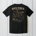 Back Porch Apparel Bigfoot Riding T-Rex Shirt Back View