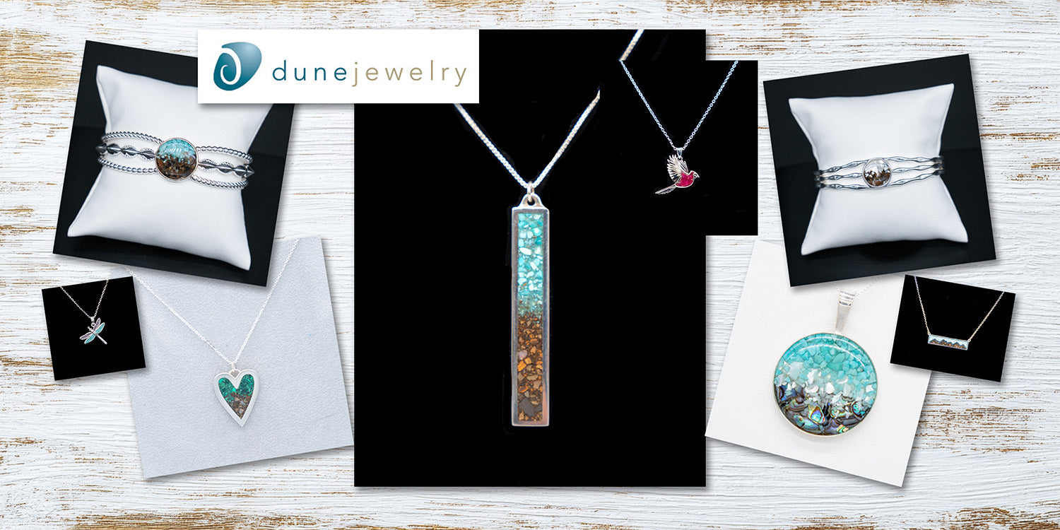 Dune Jewelry handcrafted pieces made with sand from meaningful locations around the world