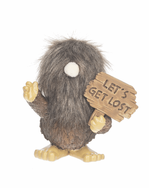 Adventurous Bigfoot Figurine: 5.5" Tall with 'Let's Get Lost' Sig