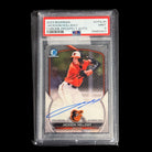 2023 Bowman Chrome Jackson Holliday Prospect Autograph PSA 9 Orioles CPAJH graded card front view