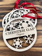 Chester Gap, Virginia 3.5” Wooden Ornament with Ribbon