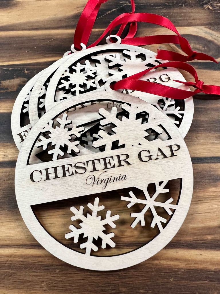 Chester Gap, Virginia 3.5” Wooden Ornament with Ribbon