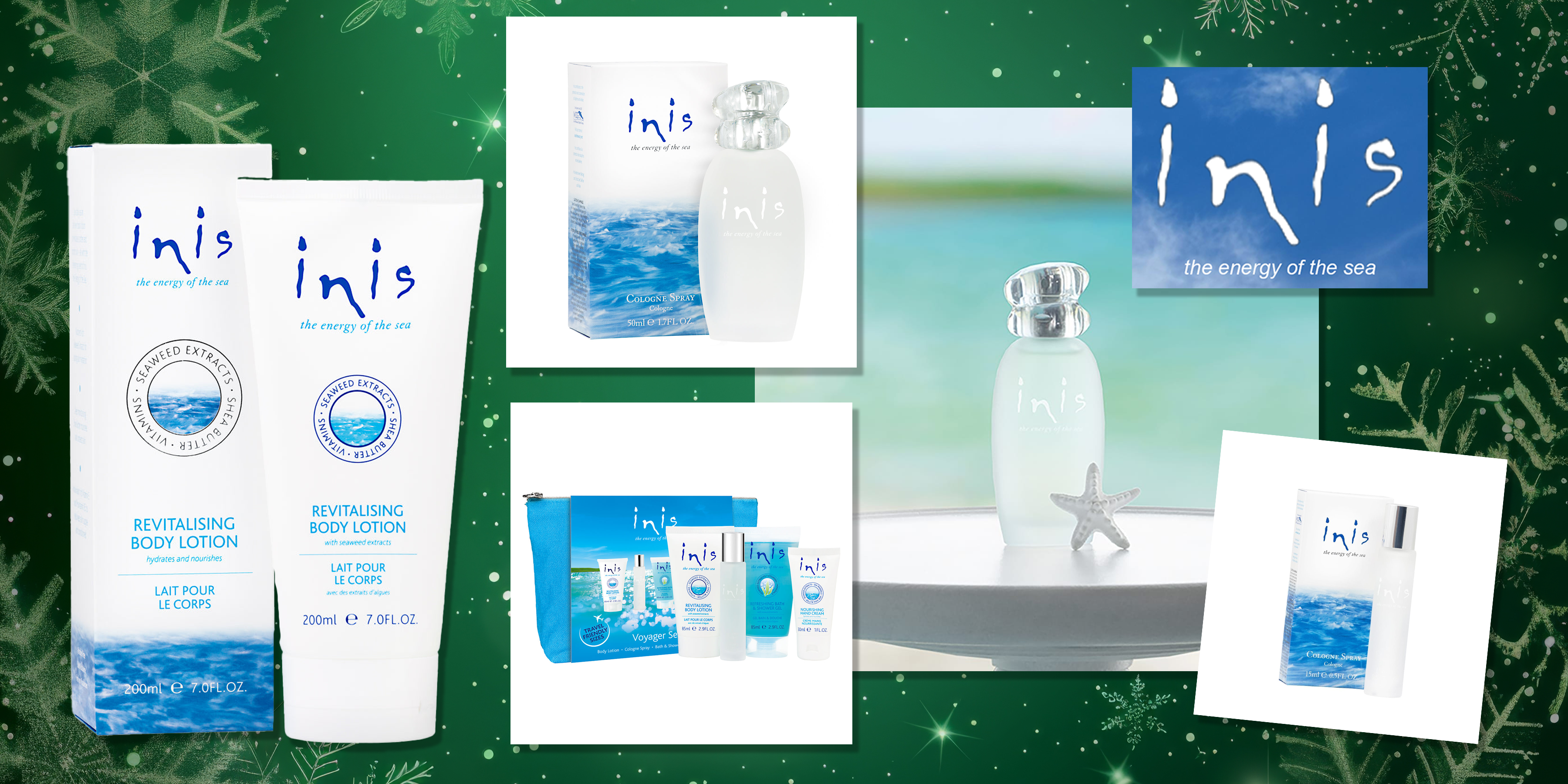 NIS Energy of the Sea hero banner featuring ocean-fresh fragrance, body care, and skincare products.