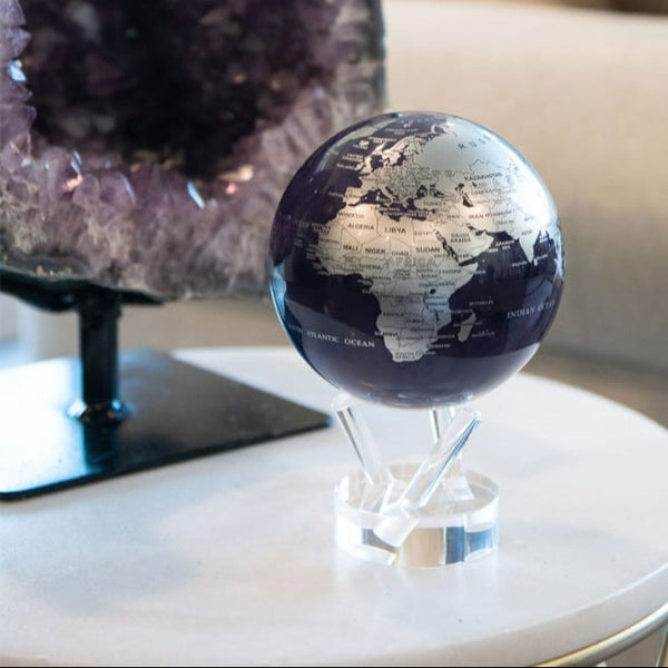 MOVA Purple and Silver Solar Powered Spinning Globe