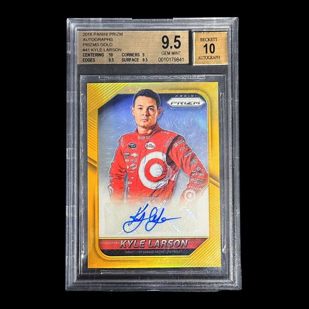 2016 Panini Prizm Kyle Larson Gold Autograph BGS 9.5 Auto 10 NASCAR card