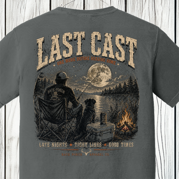 Last Cast Comfort Colors Fishing Graphic Tee