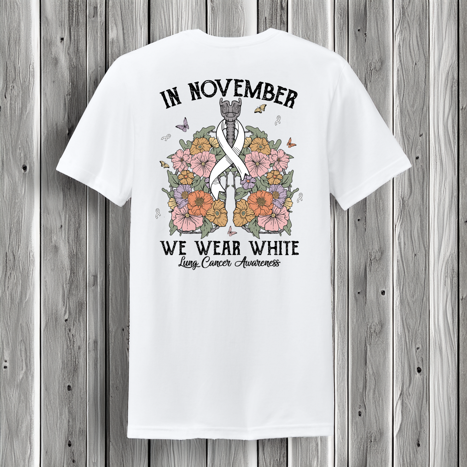 Lung Cancer Awareness Short Sleeve T-Shirt Back Porch Apparel