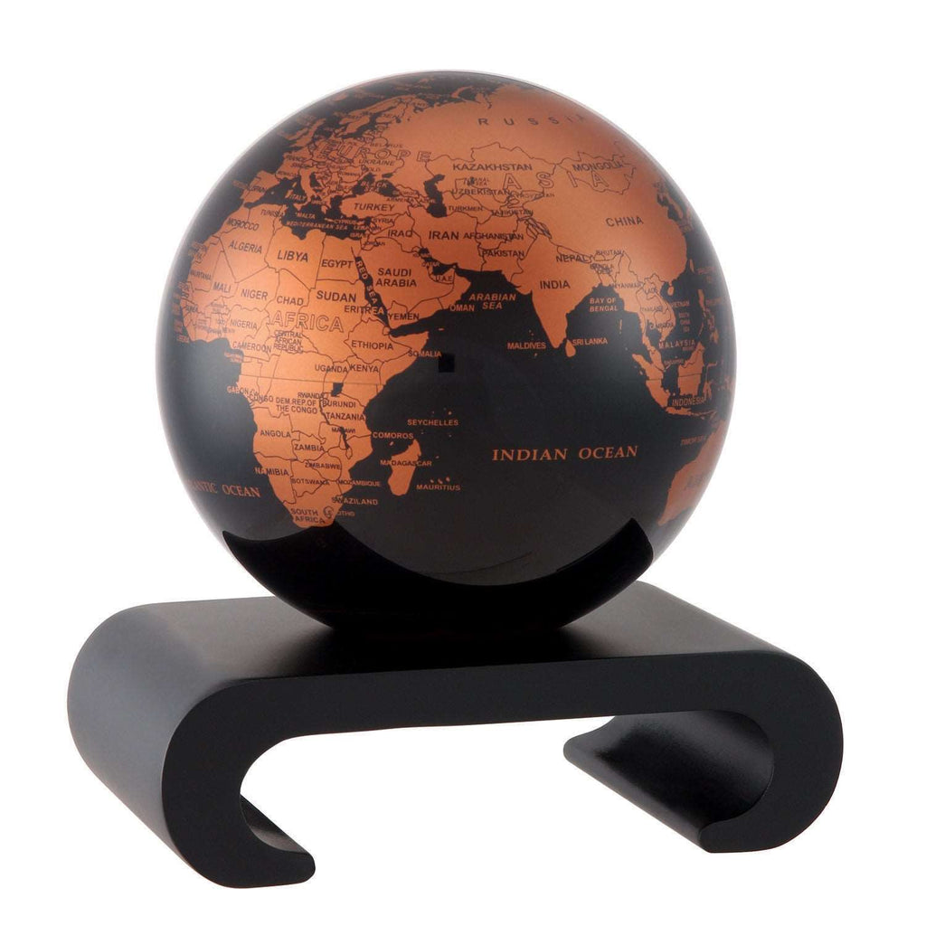 Black and Copper Solar Powered Spinning Globe with Acrylic Stand