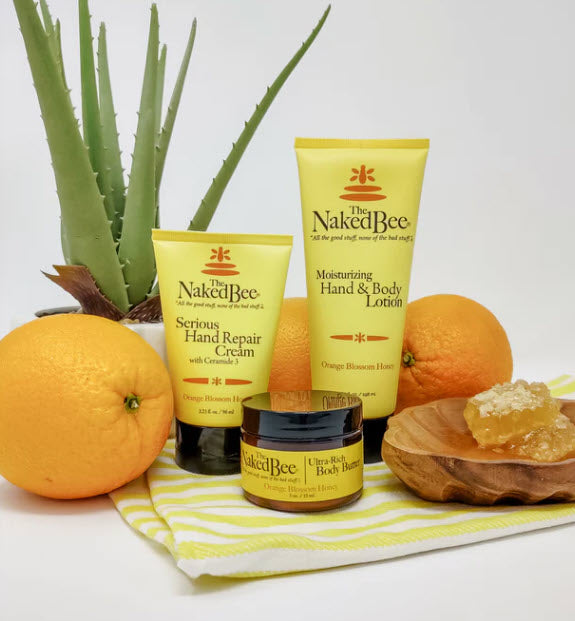 Naked Bee natural skincare collection with organic lotion, body care, honey-based formulas, and nourishing hand creams.