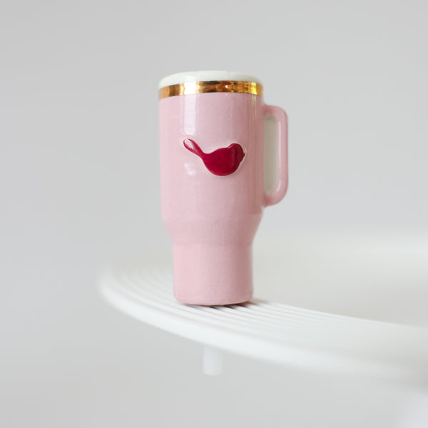 Nora Fleming Pink Tumbler Mini Sip Happens