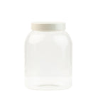 Front view of Nora Fleming Super-Duper Canister 8-inch featuring clear acrylic body and white stoneware lid