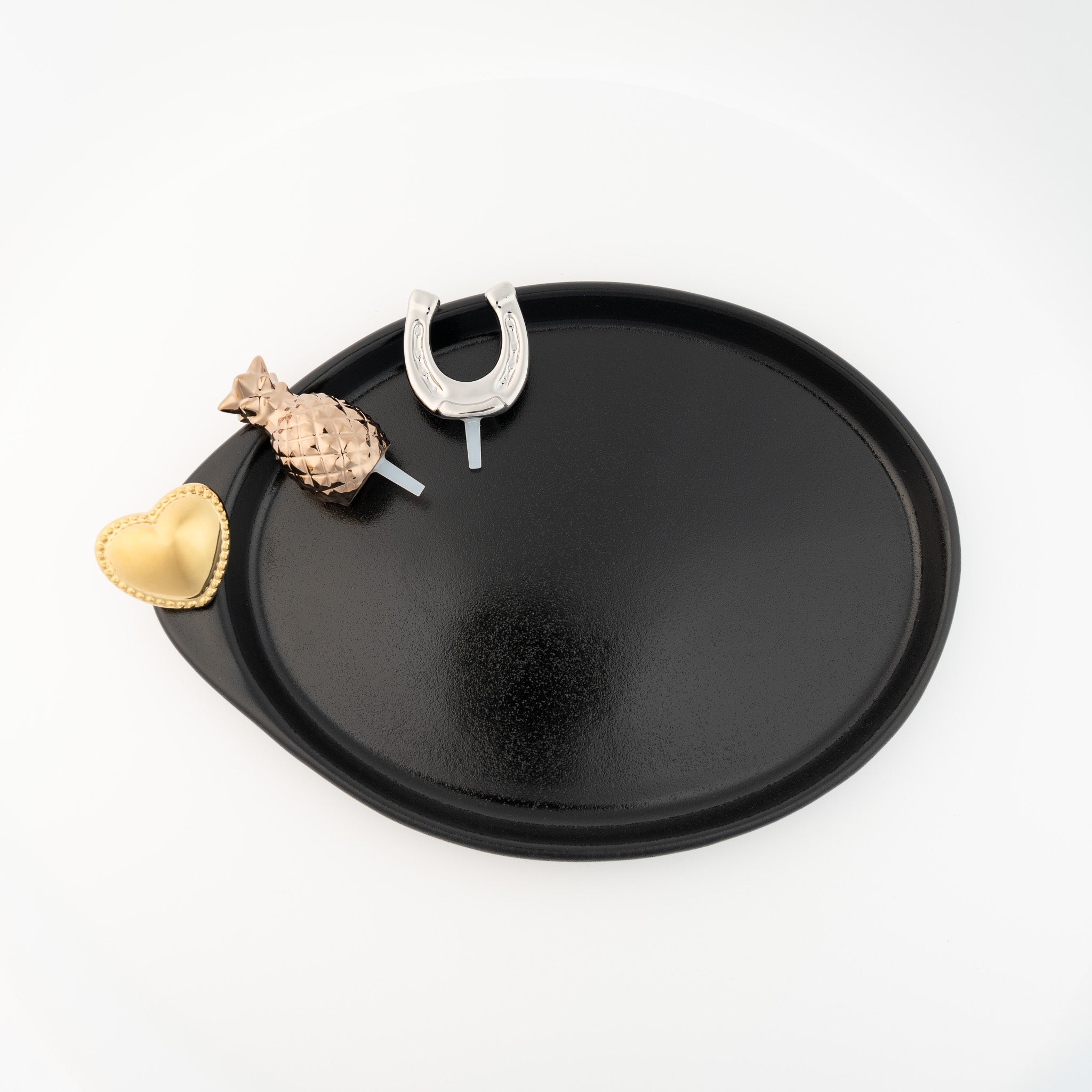 Nora Fleming Plato Ovalado black oval serving platter with interchangeable mini opening