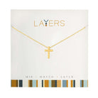 Divine Layers: Gold Cross Adjustable Layers Necklace - Clasp-Free, Drawstring Adjuster, 13" to 34"'