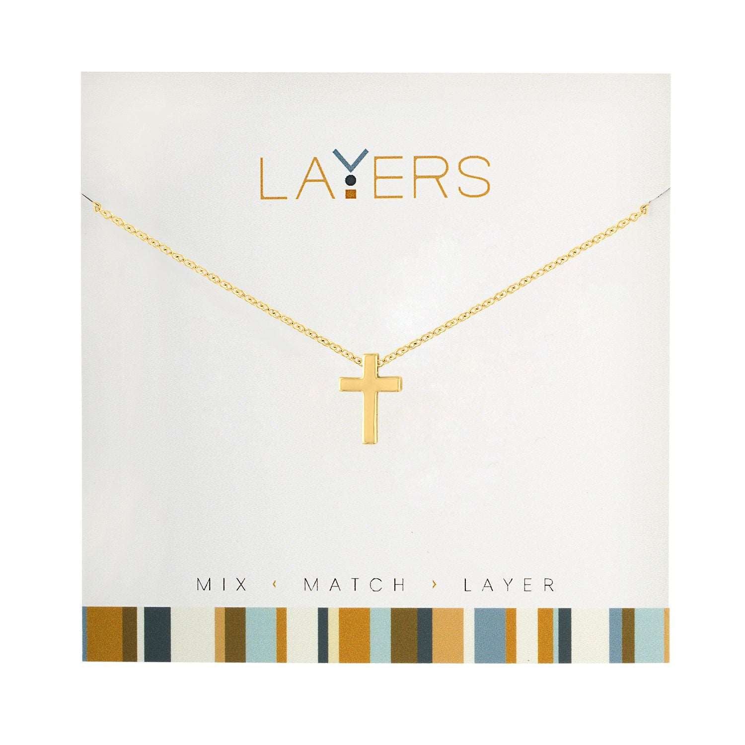 Divine Layers: Gold Cross Adjustable Layers Necklace - Clasp-Free, Drawstring Adjuster, 13" to 34"'