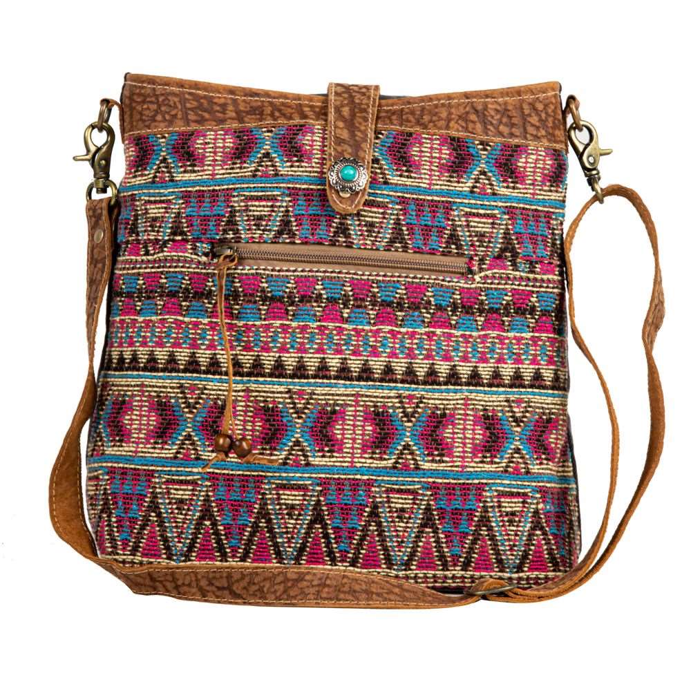 Colors of the Southwestern Leather and Canvas Shoulder Bag Purse