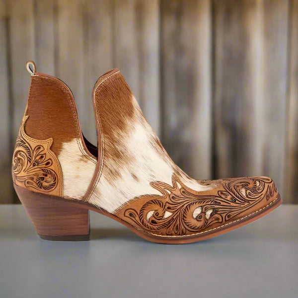 Myra Bag Horse Jane Hand-Tooled Leather Booties Boots
