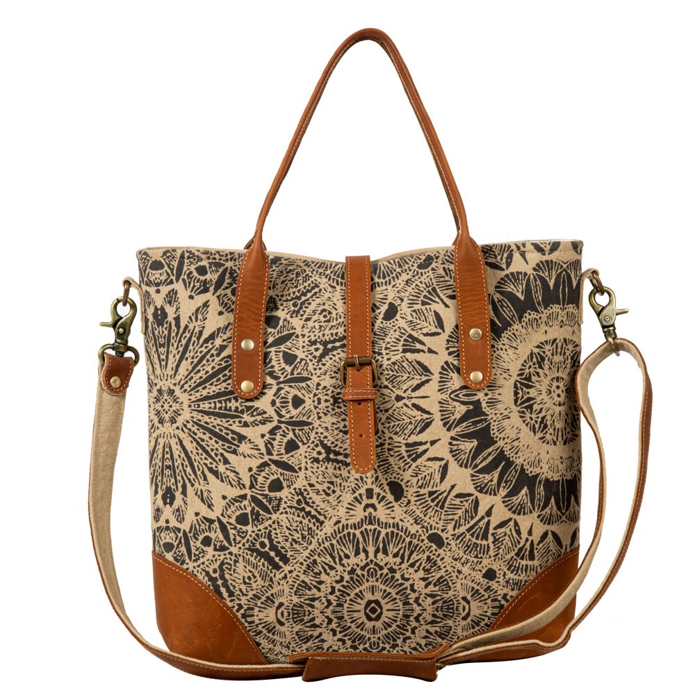 Myra Bag Checkered Brown Hand-Tooled Leather Belt S-4059