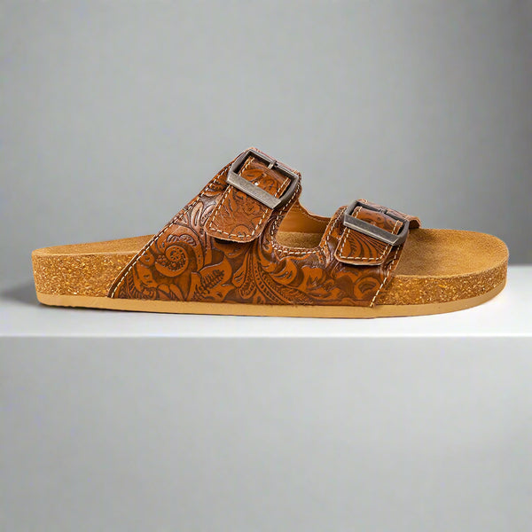 Myra Hand Tooled Leather Sandals - Maggie