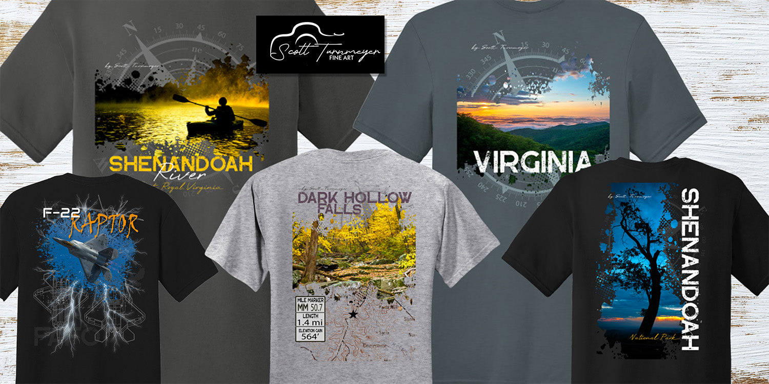 Scott Turnmeyer photography apparel featuring t-shirts, sweatshirts, and hats inspired by original landscape and nature photography