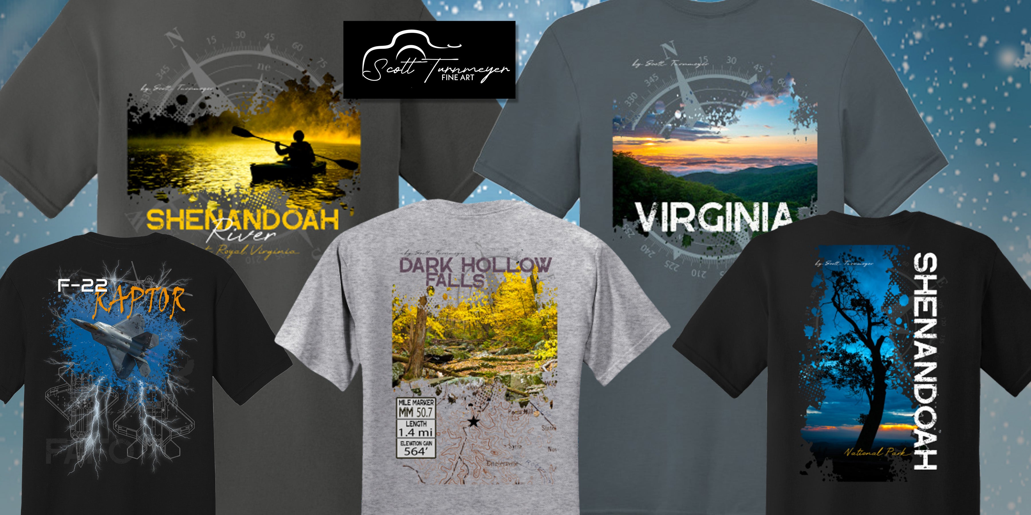 Scott Turnmeyer photography apparel featuring t-shirts, sweatshirts, and hats inspired by original landscape and nature photography
