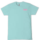 Simply Southern Books and Bows Social Club t-shirt front view in aqua with small chest logo