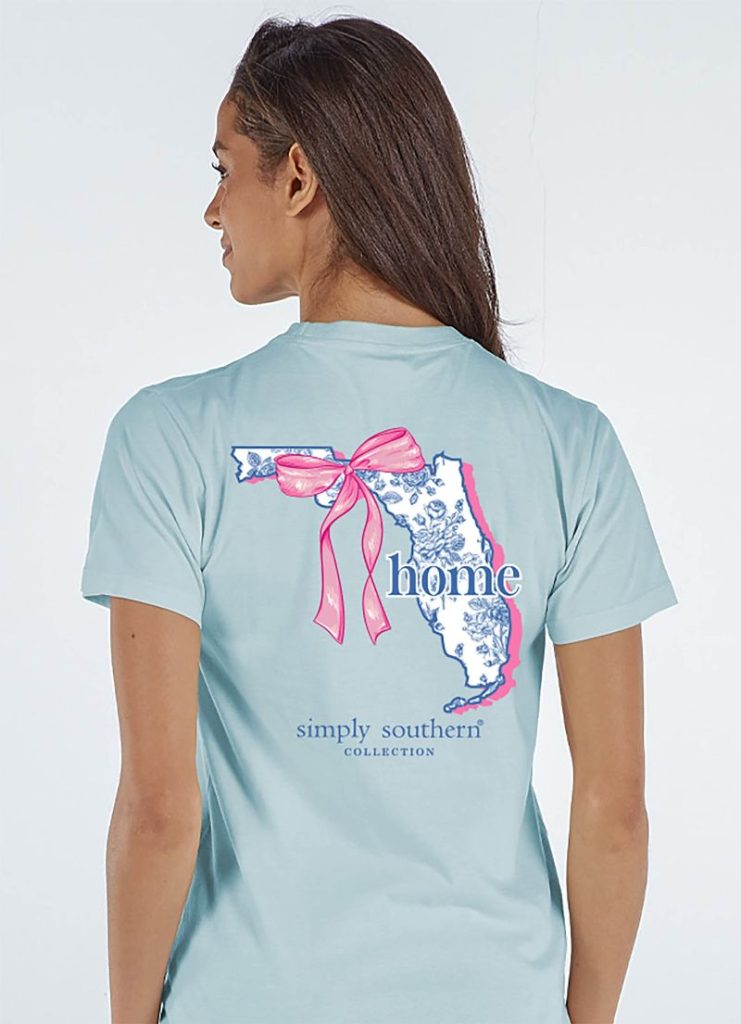 Simply Southern Women’s Florida is Home Foral with Ribbon Graphic T-Shirt Model View