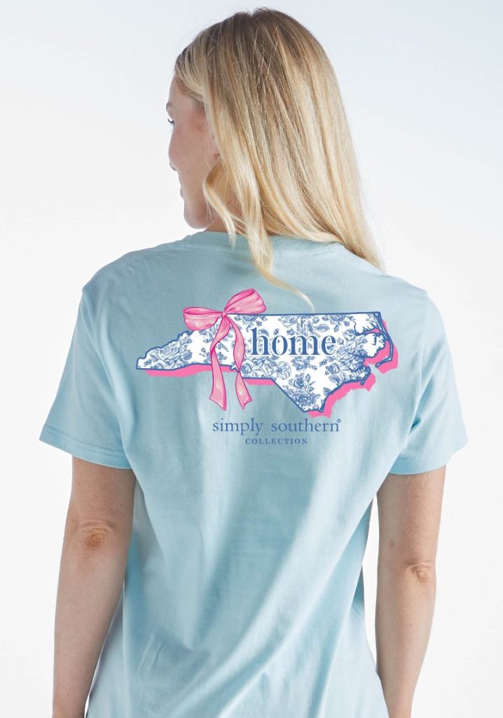 Simply Southern Women’s North Carolina is Home Foral with Ribbon Graphic T-Shirt Model View