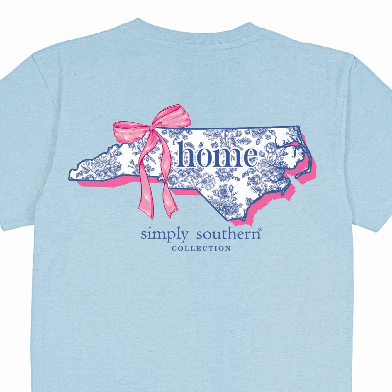 Simply Southern Women’s North Carolina is Home Foral with Ribbon Graphic Short Sleeve T-Shirt